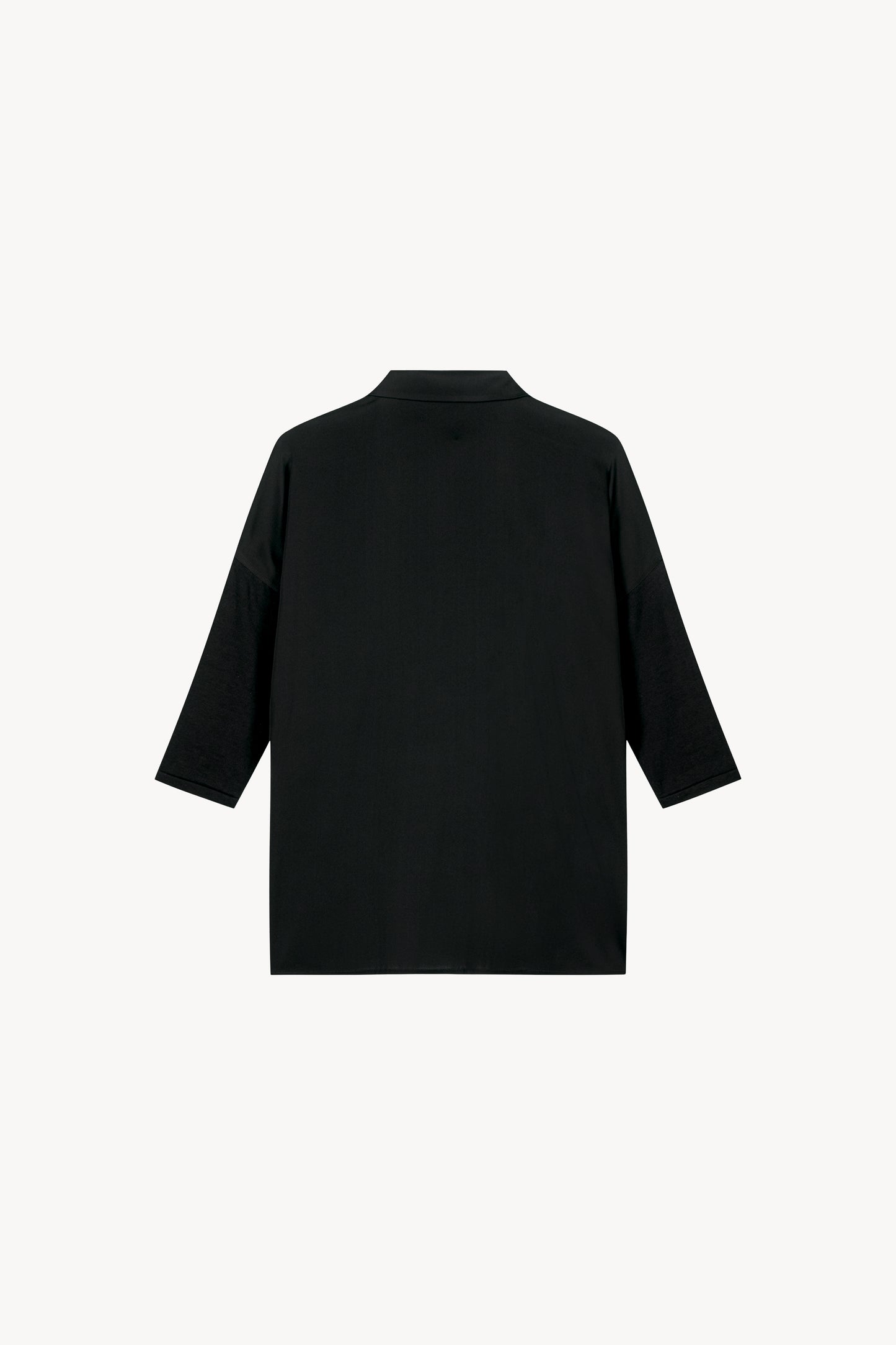 Tunique noir bi-matiere avec col chemise classique