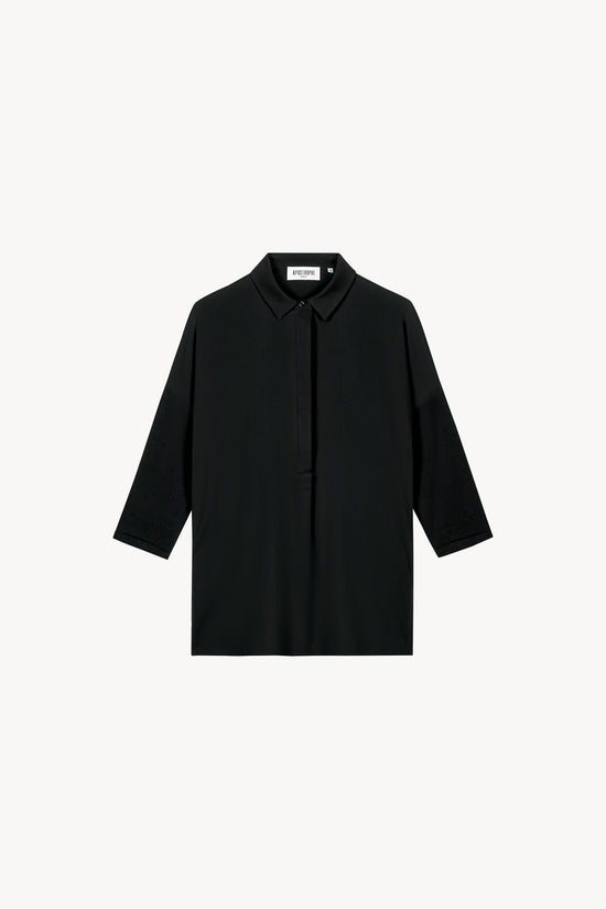 Tunique noir avec col chemise classique