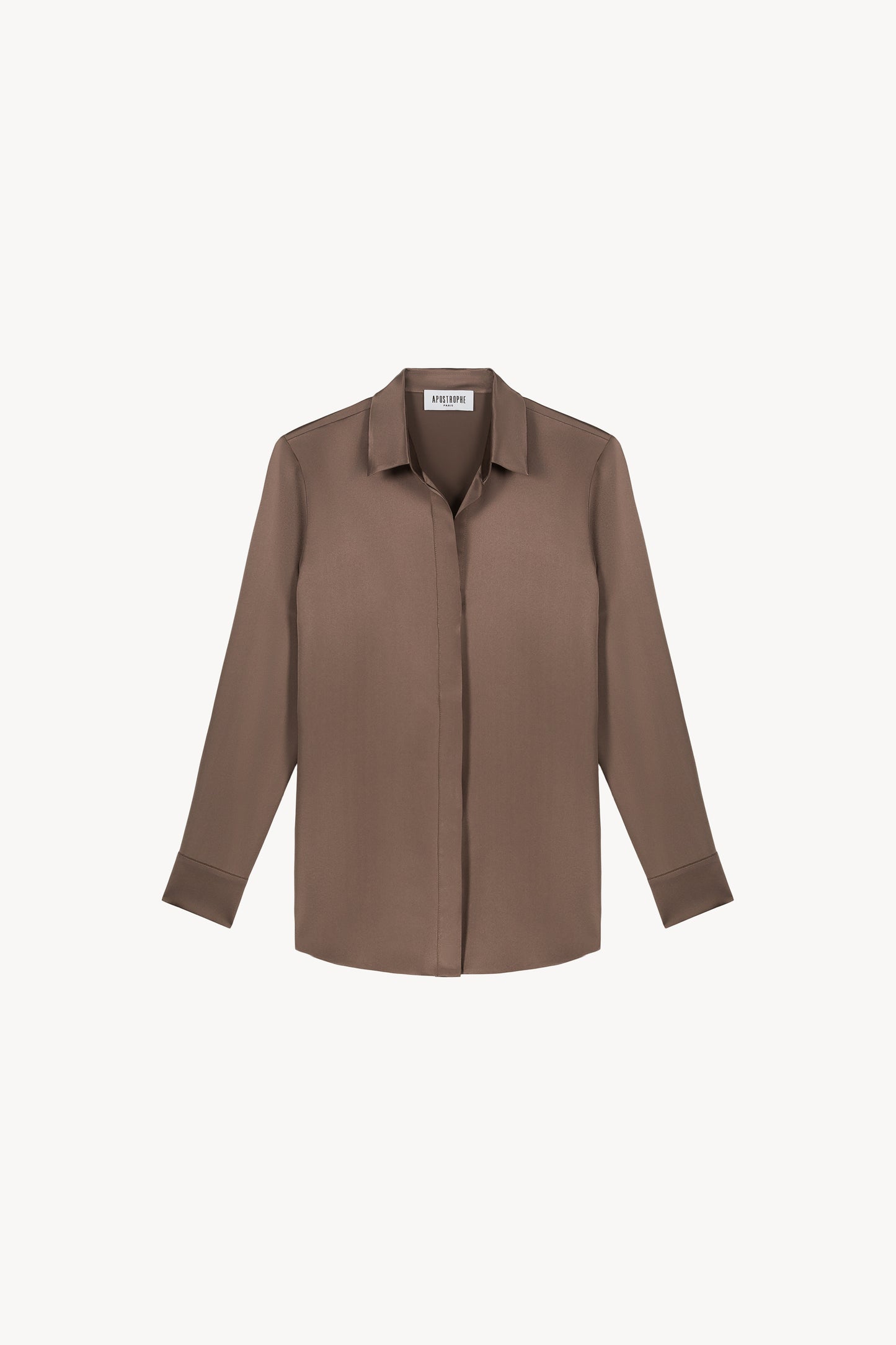 Chemise en soie taupe moyen