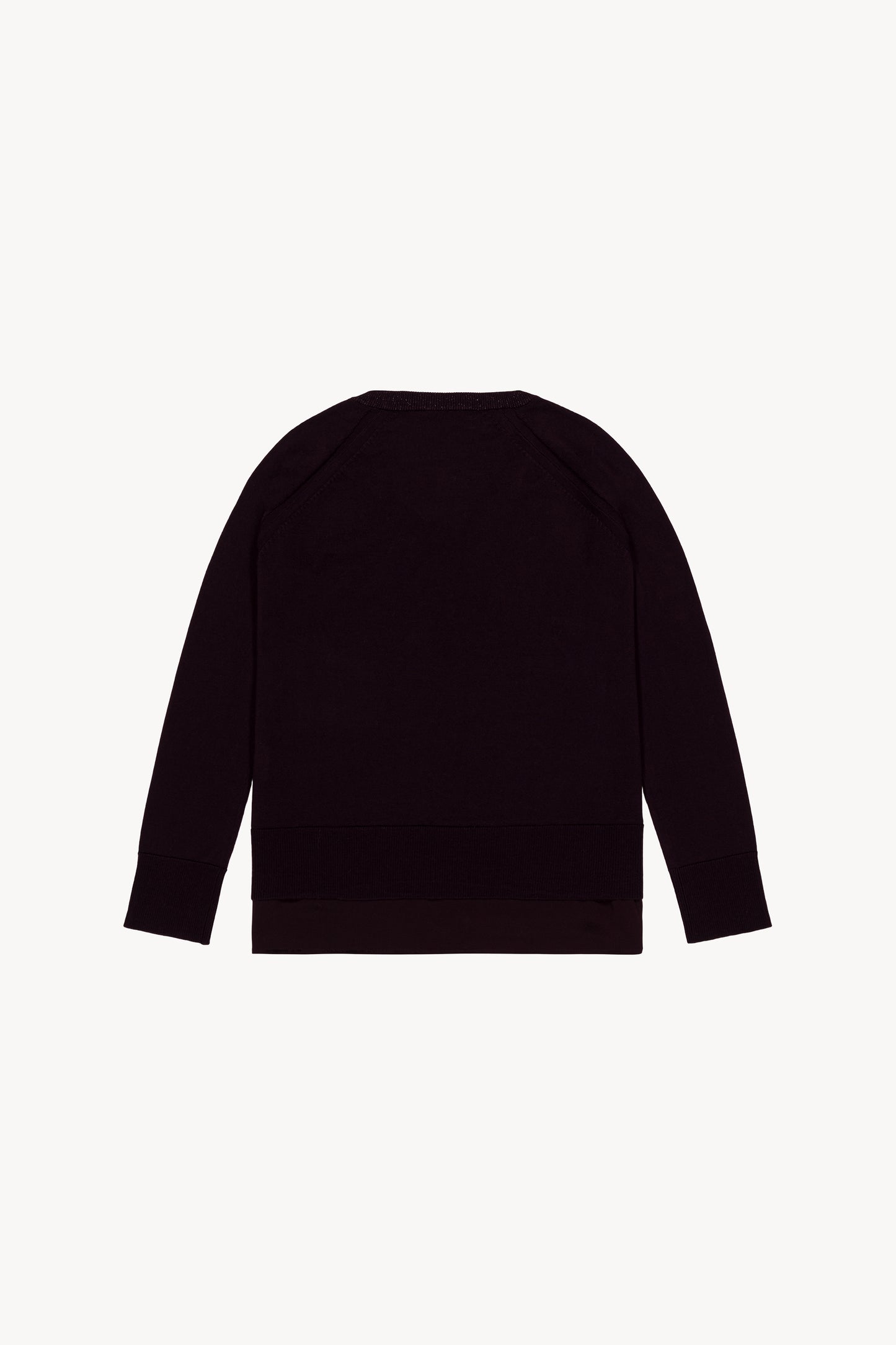 Pull chemise grenat orné d'un col en V pailletés, des manches longues