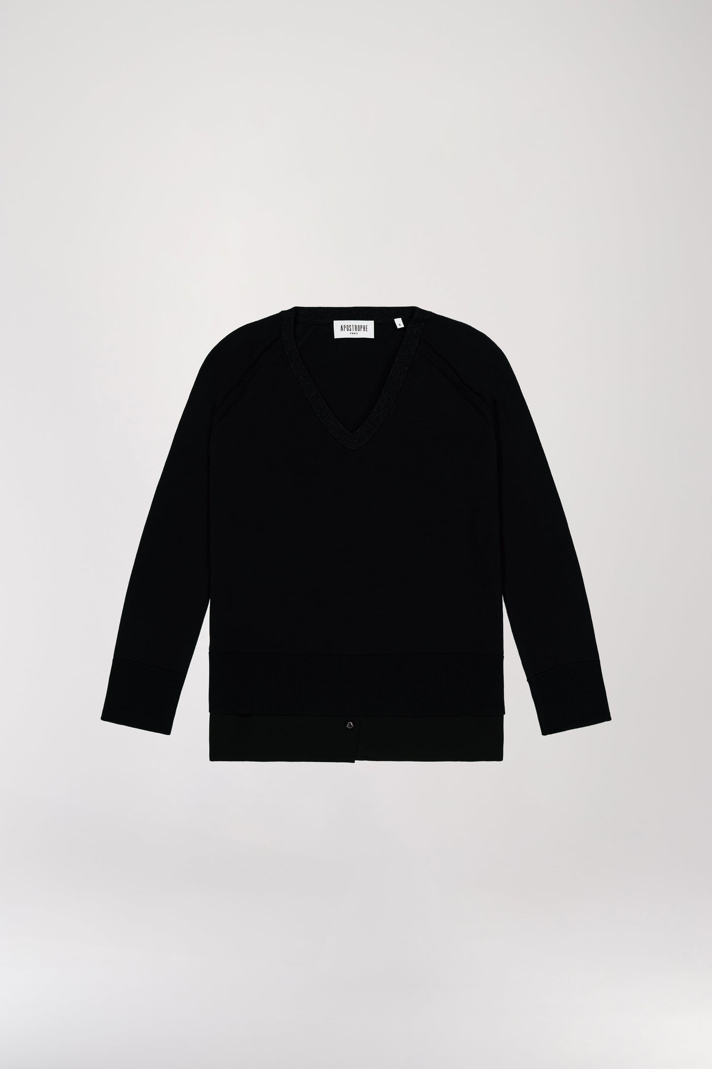 Pull chemise trompe-l'œil noir