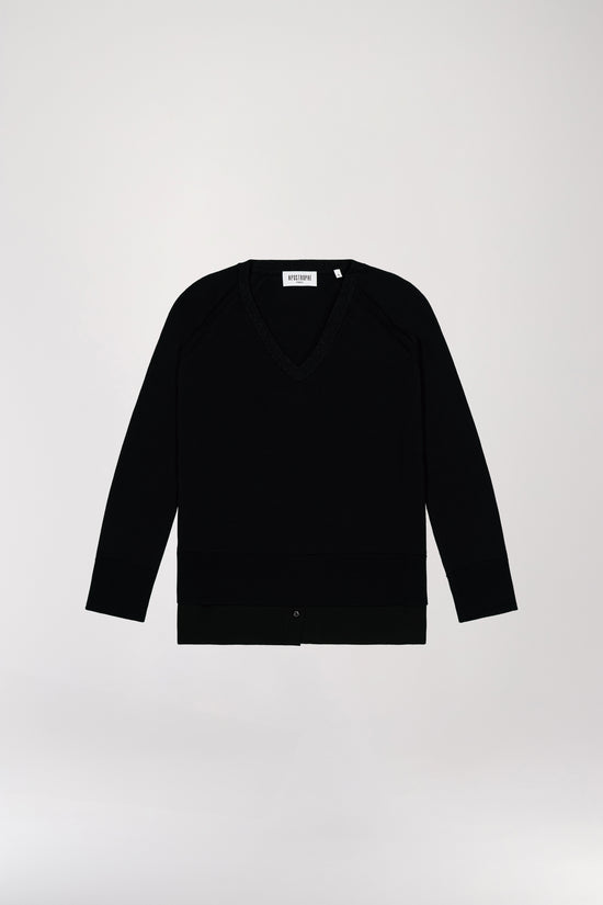 Black trompe l'oeil shirt sweater