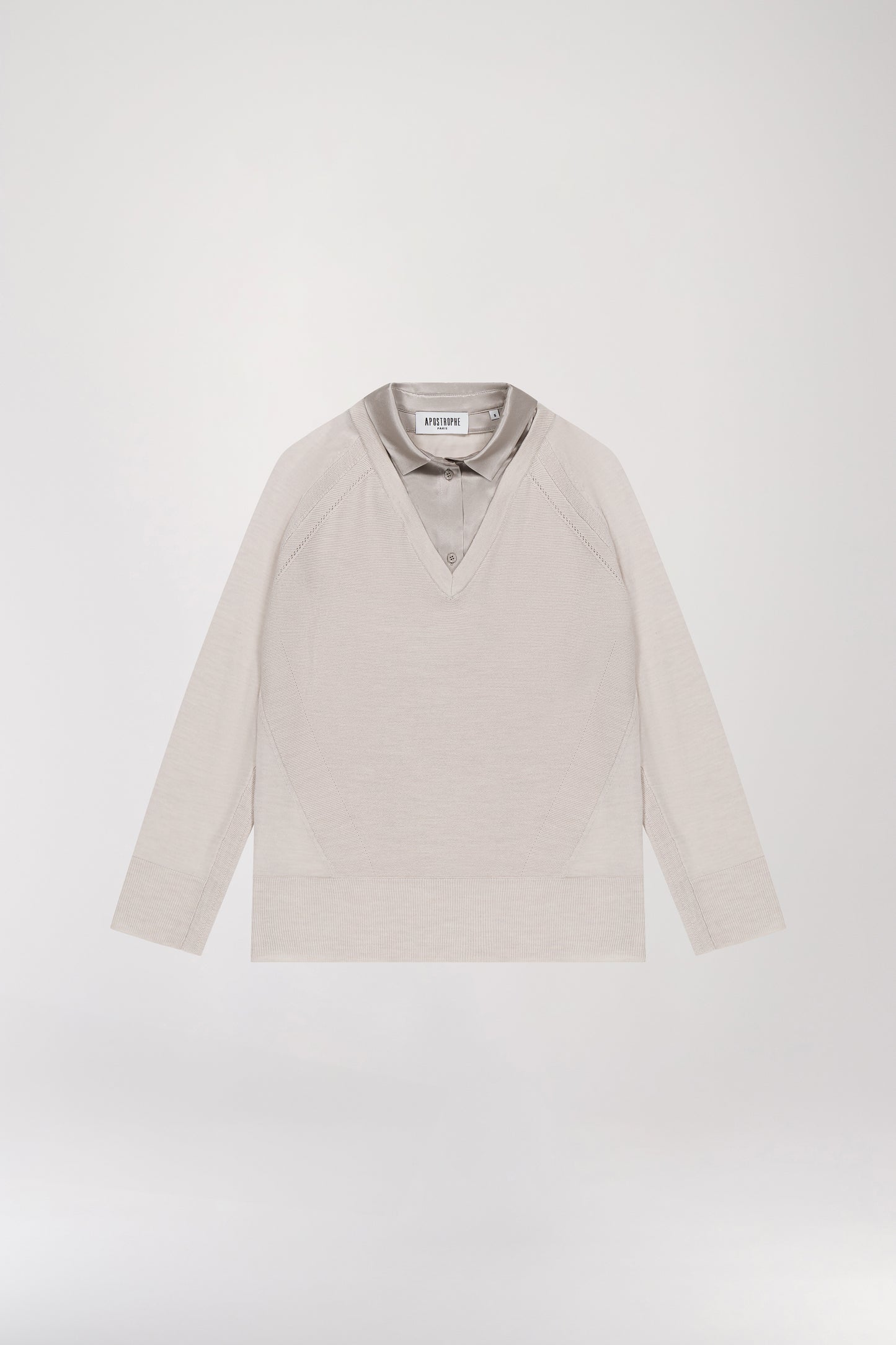 Pull Bi-matière Béton avec Col Chemise