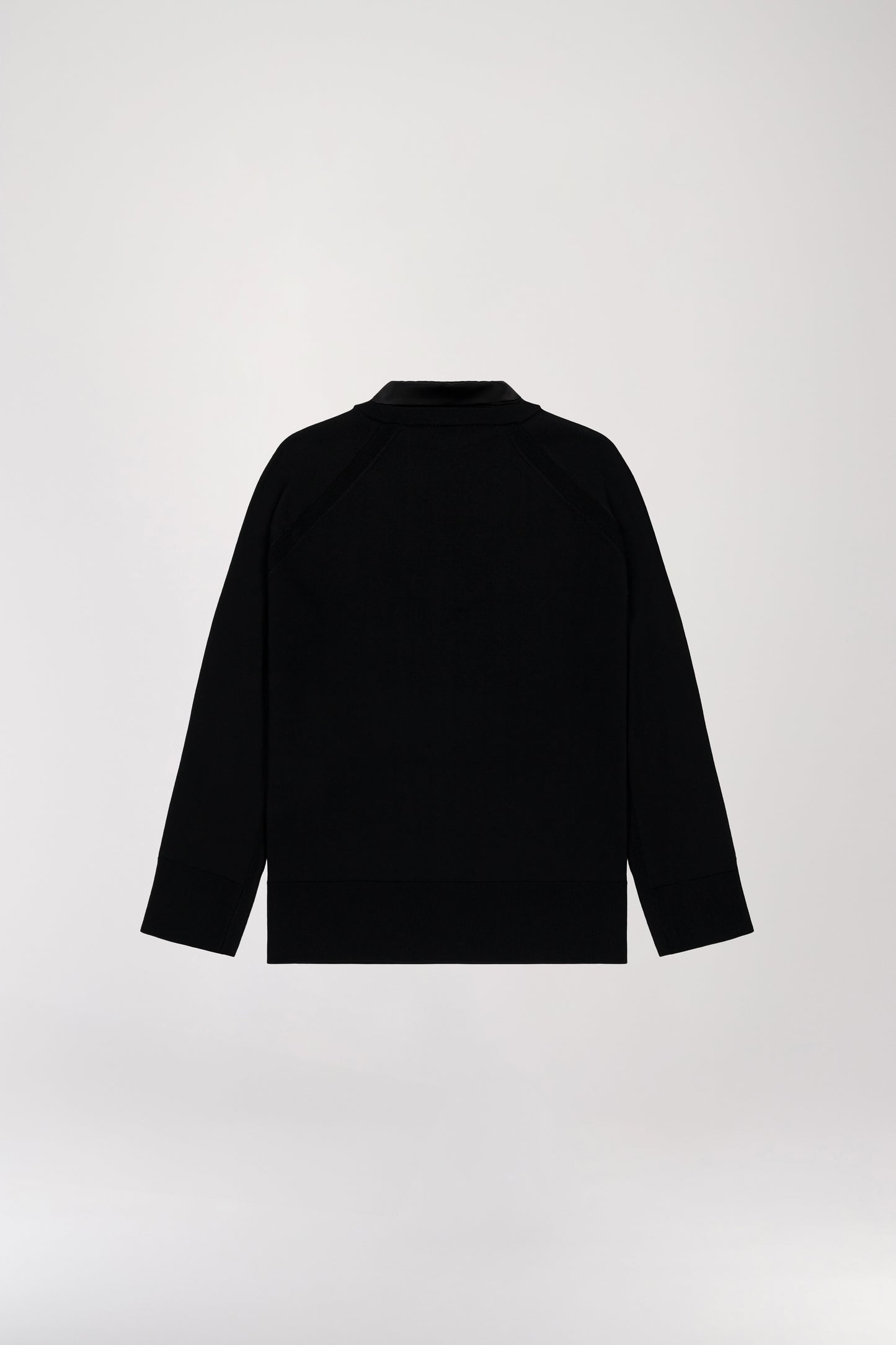 Pull Bi-matière Noir avec Col Chemise