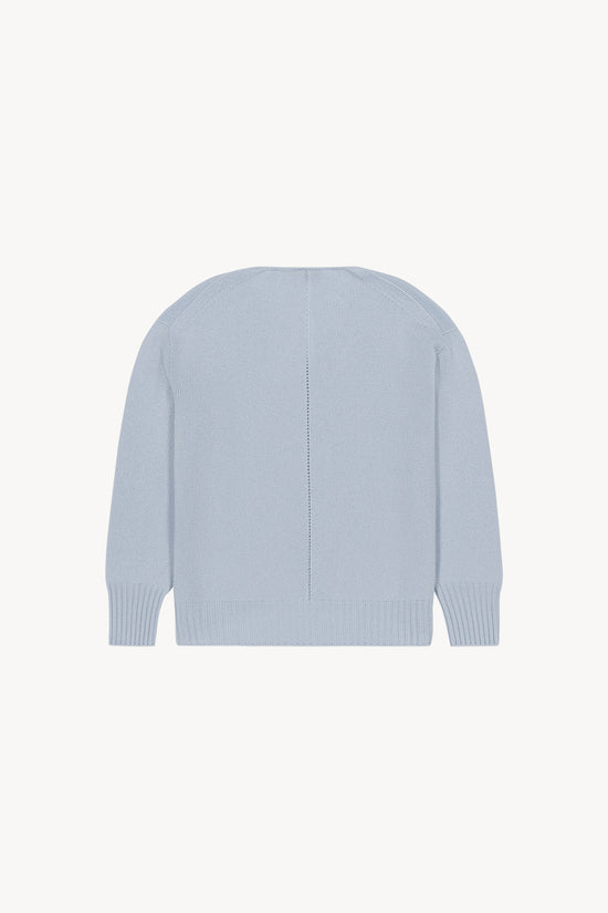 Pull seamless col V bleu pale