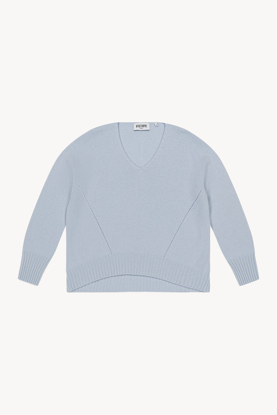 Pull seamless col V bleu pale