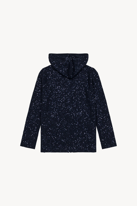 Pull à capuche à sequins marines