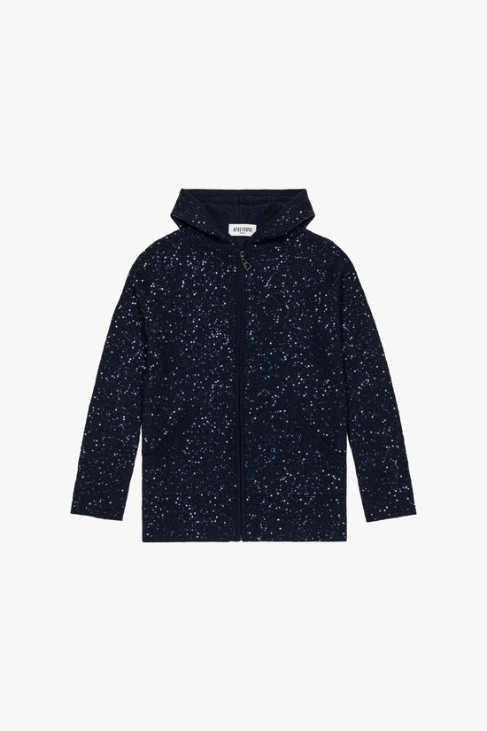 Pull à capuche à sequins marines