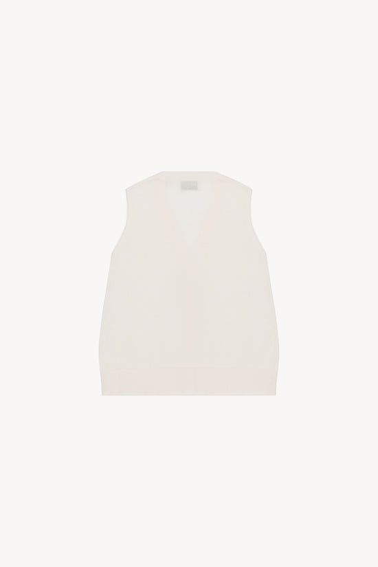 Gilet blanc casse sans manches, épuré, avec col V .