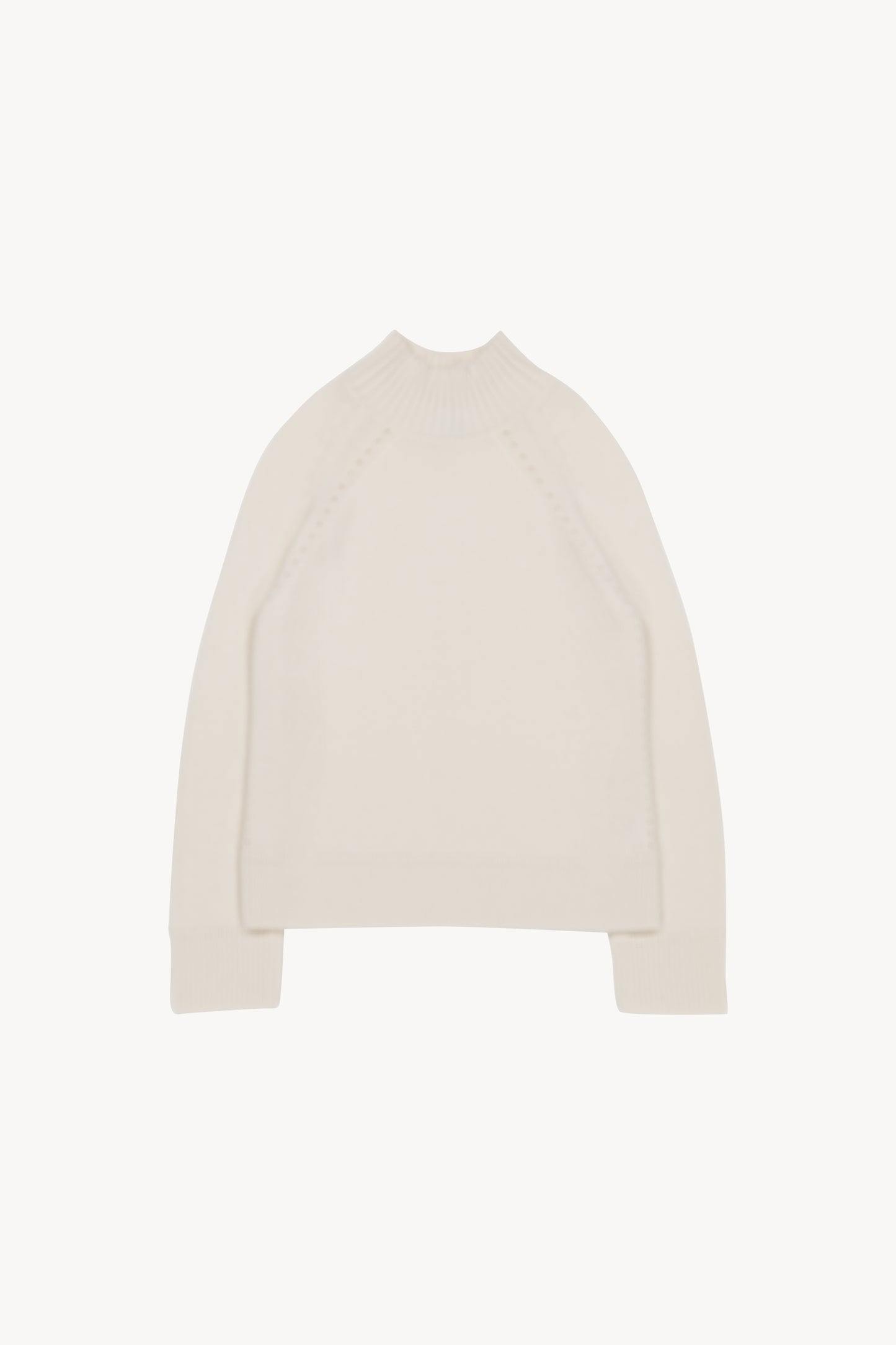 Pull col montant côtelé blanc cassé