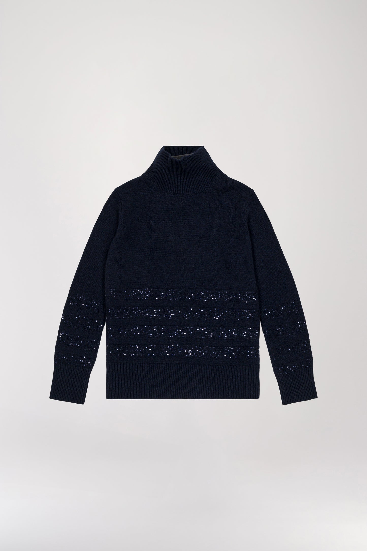 Navy sequined high neck sweater