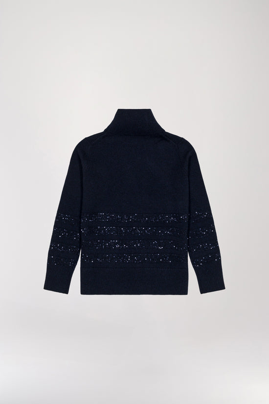 Navy sequined high neck sweater