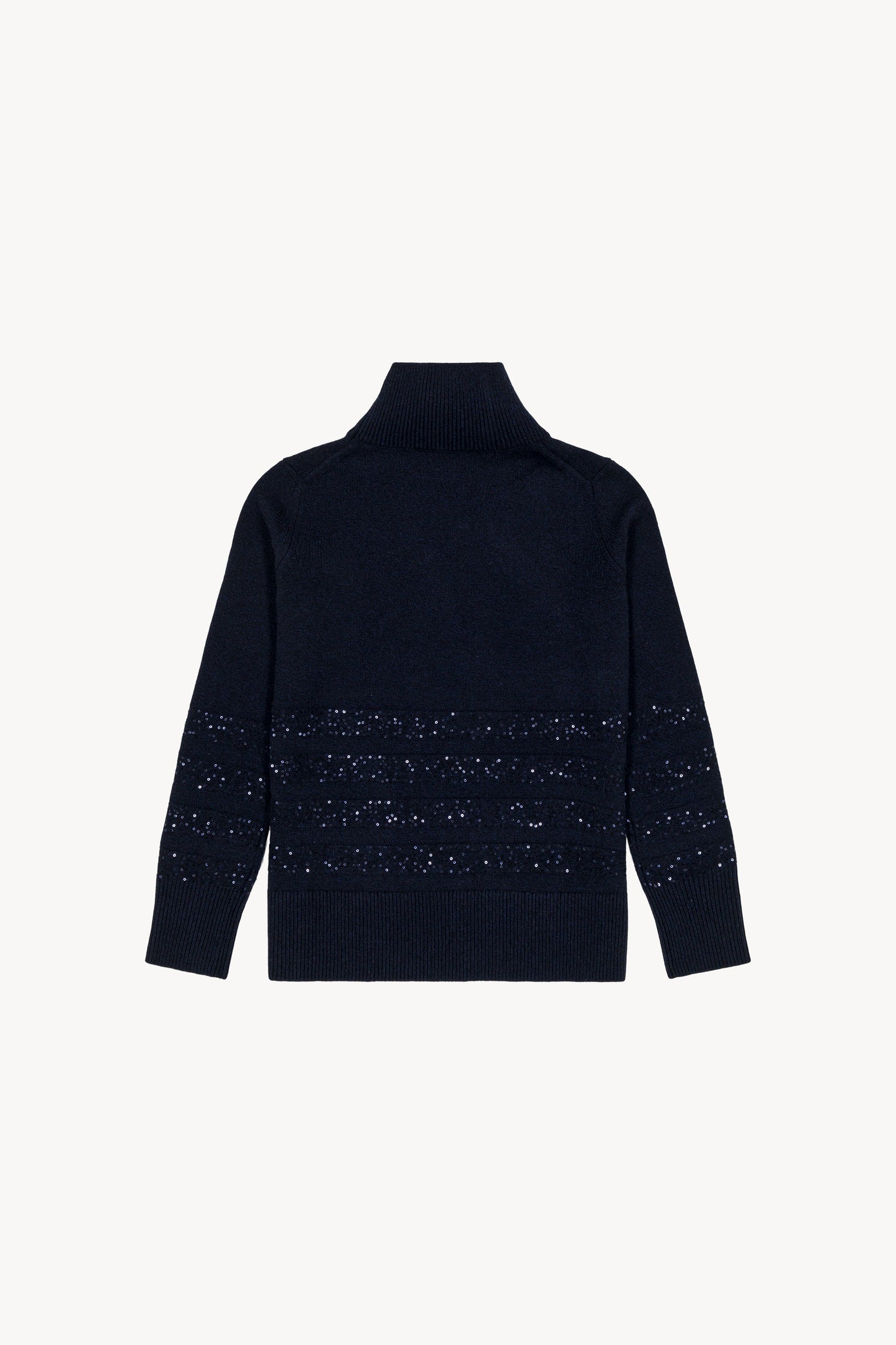 Pull col montant à paillettes marine
