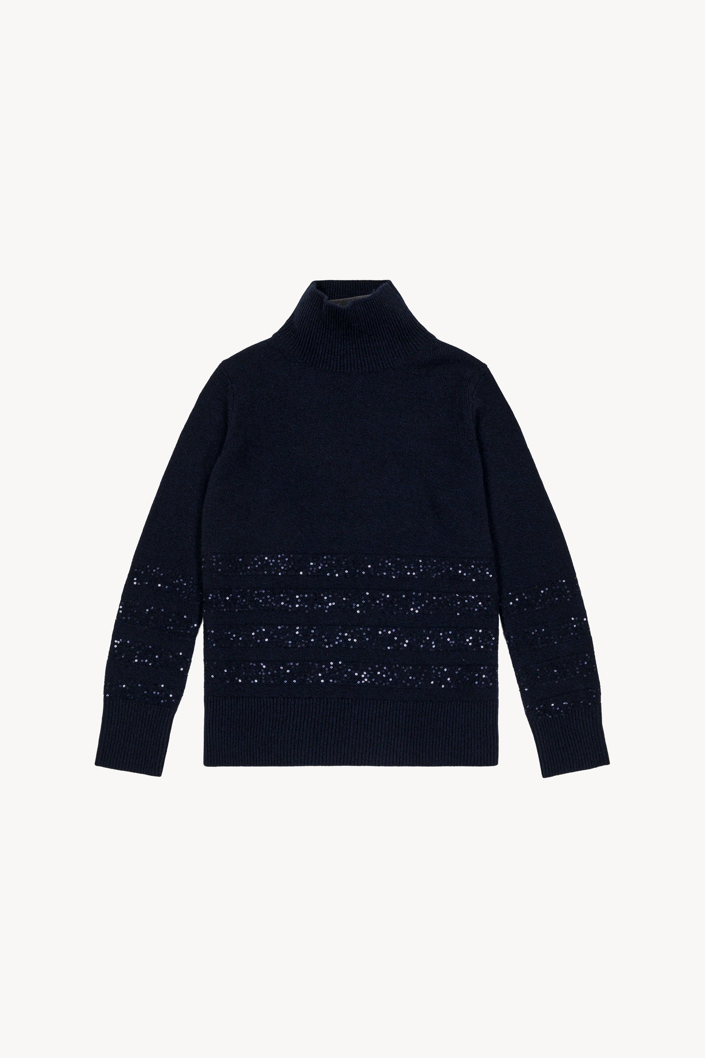 Pull col montant à paillettes marine