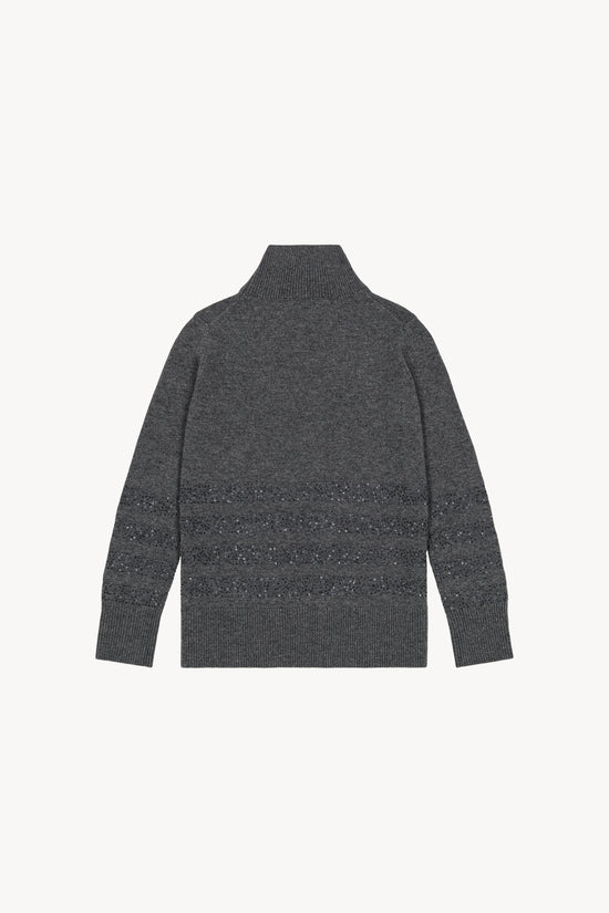 Pull col montant à paillettes gris moyen