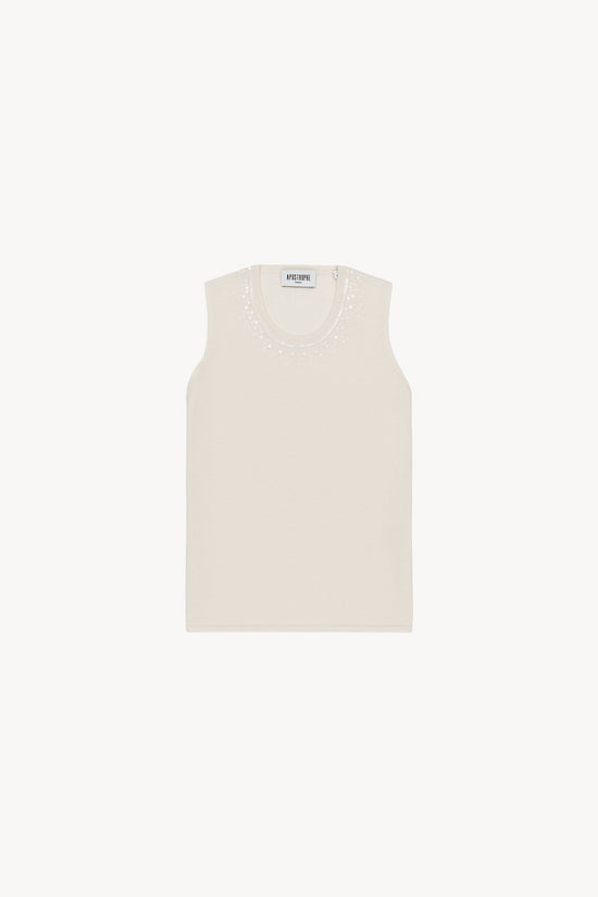 Tricot pailletés blanc casse