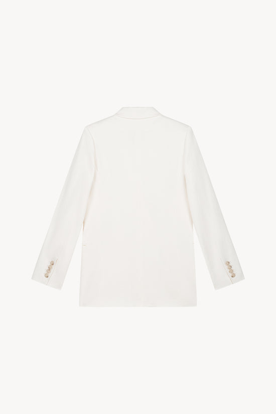 Veste blanche en lin, élégante et pratique avec des boutons ton sur ton et une coupe moderne.