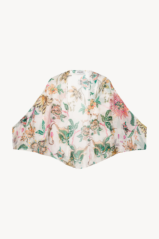 Etole en satin de soie à imprimé floral.