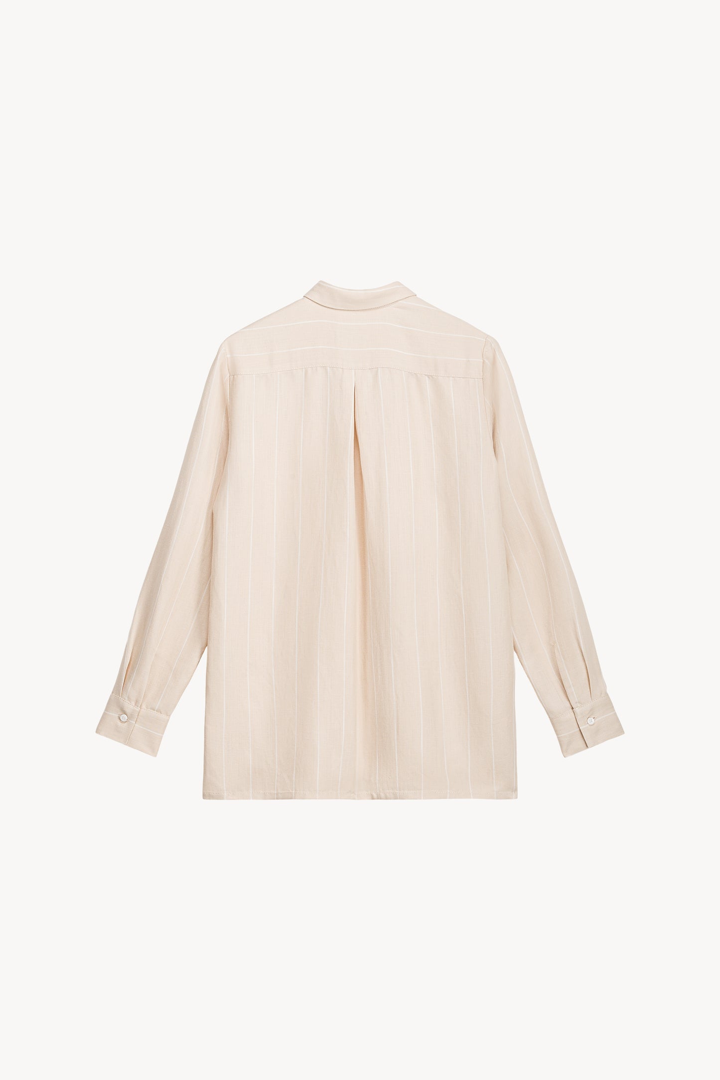 Chemise droit lin beige à rayures