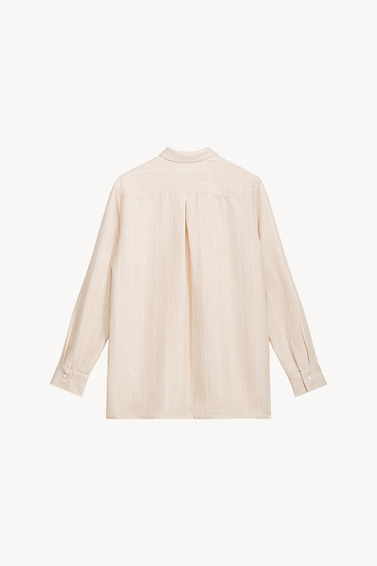 Chemise droit lin beige à rayures
