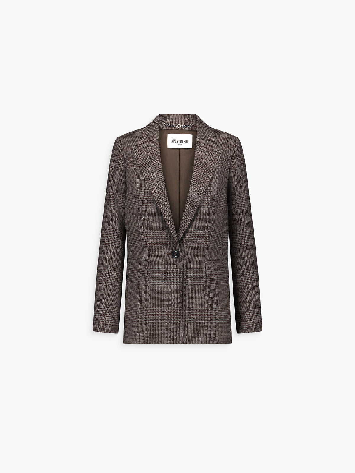 Veste courte en laine vierge motif tartan.
