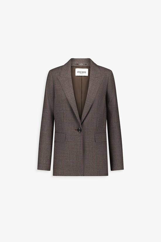 Veste courte en laine vierge motif tartan.