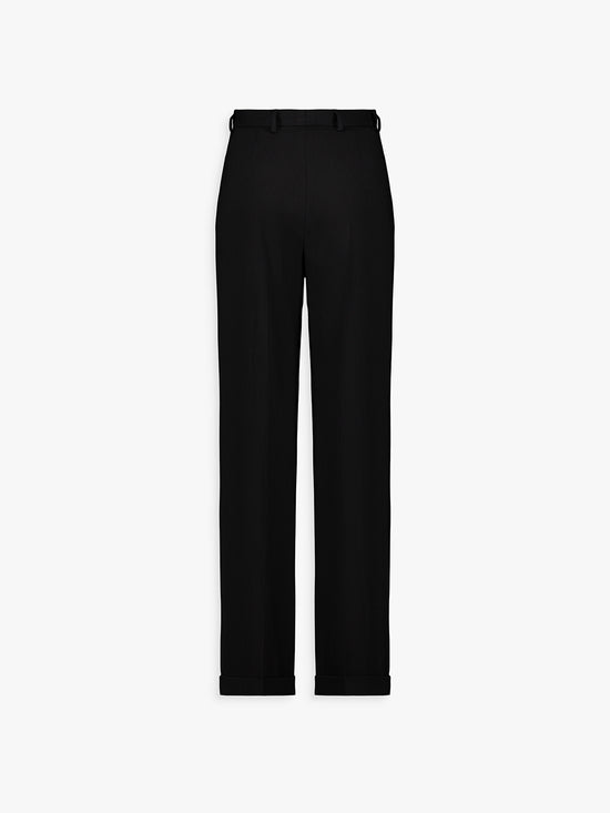 Pantalon droit noir à taille structurée et poches italiennes.