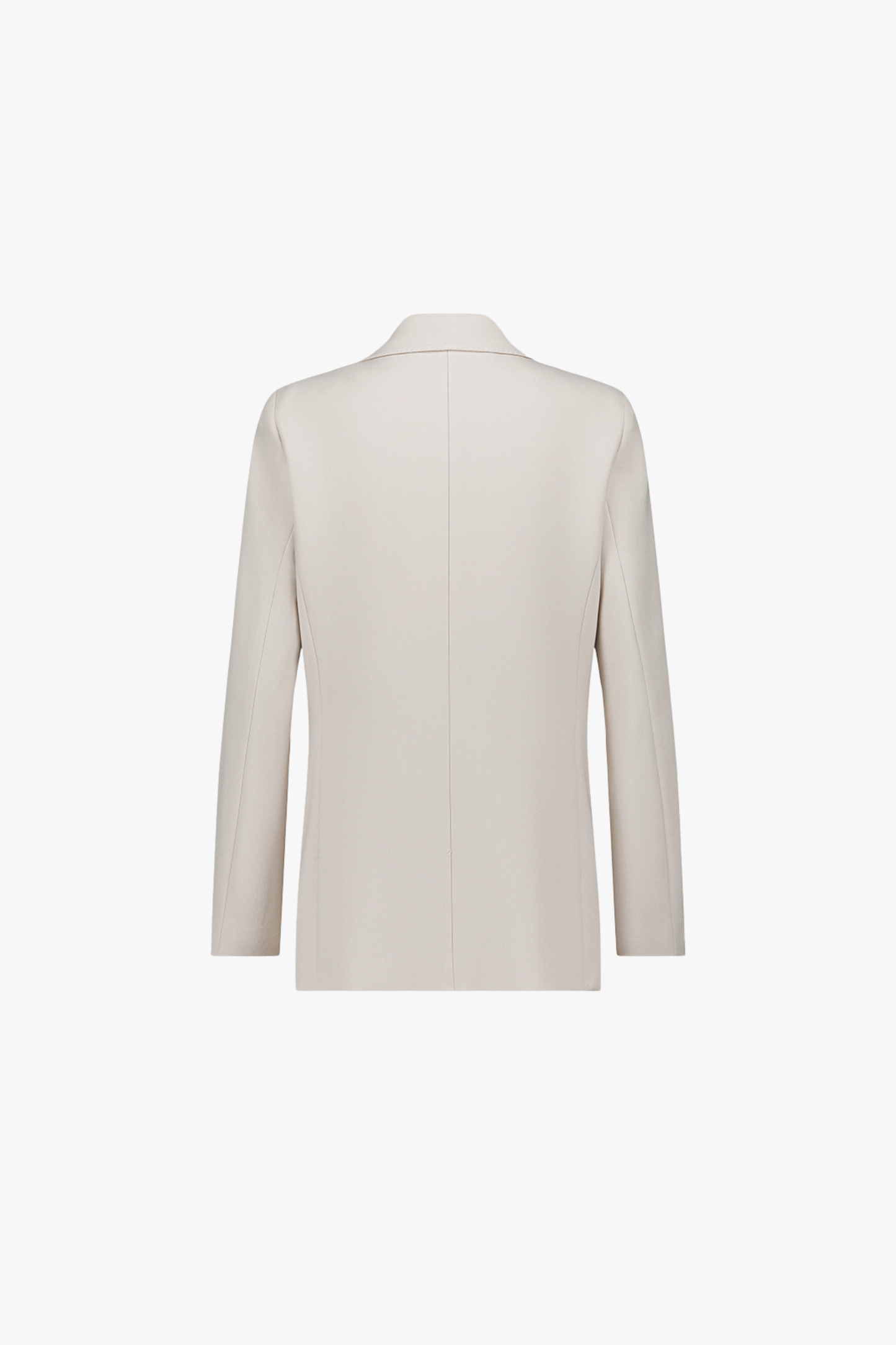 Dos de la veste ajustée ton béton, coupe structurée et ligne épurée.