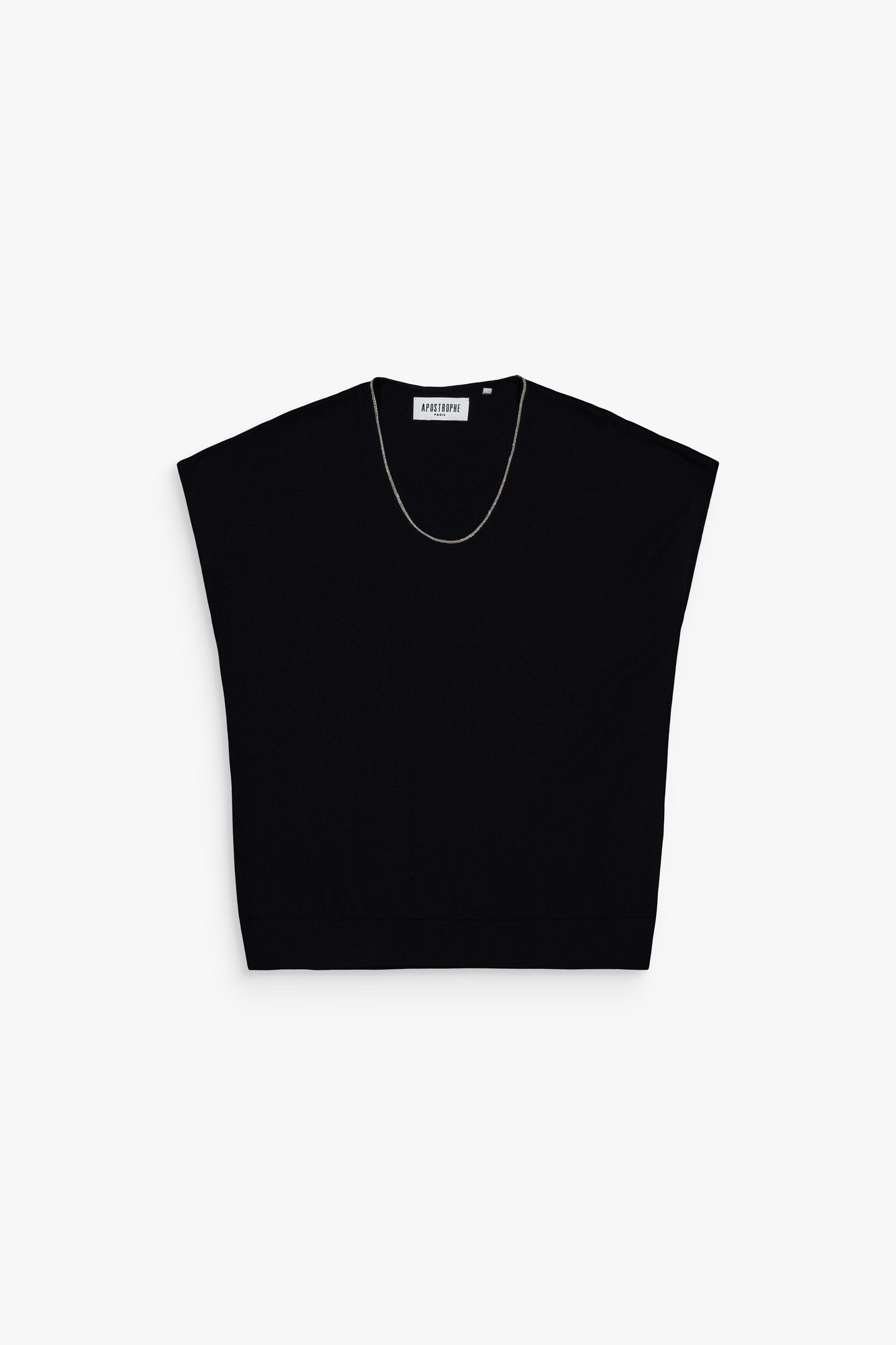 Débardeur marine en laine mérinos 100 % avec sequins délicats et coupe ajustée sans manches