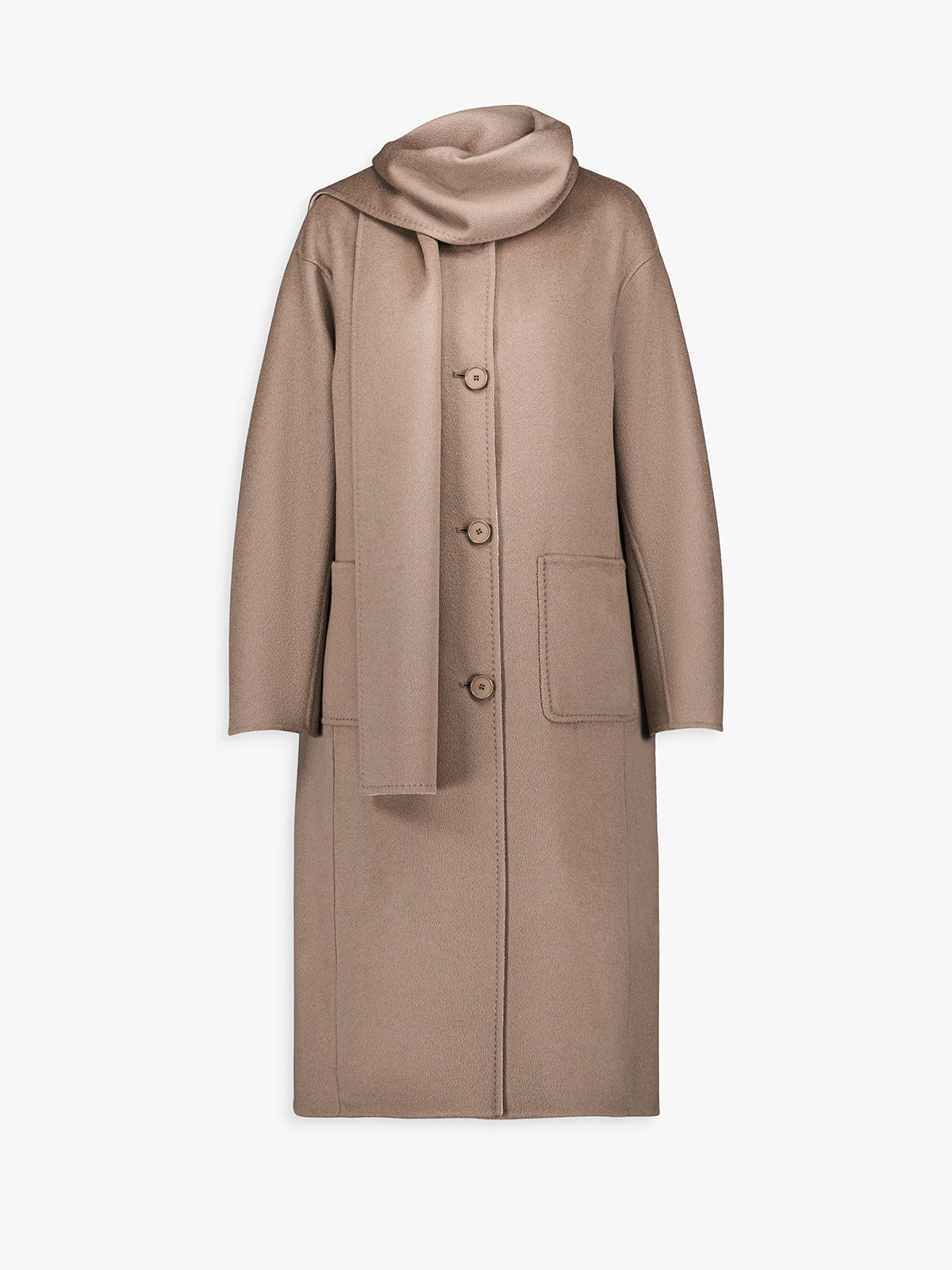 Manteau long réversible en laine et cachemire, chic et polyvalent.