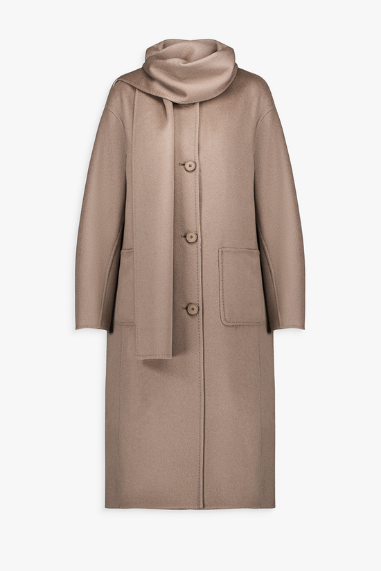 Long reversible taupe &amp; concrete coat