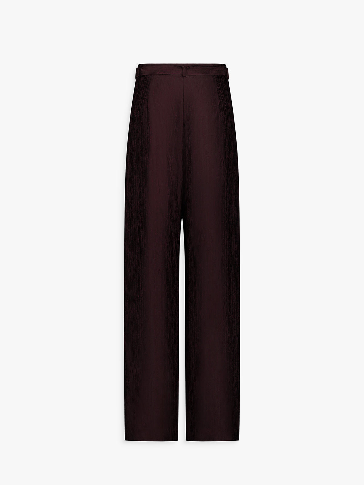 Dos du pantalon marine, ligne fluide et tombé structuré.