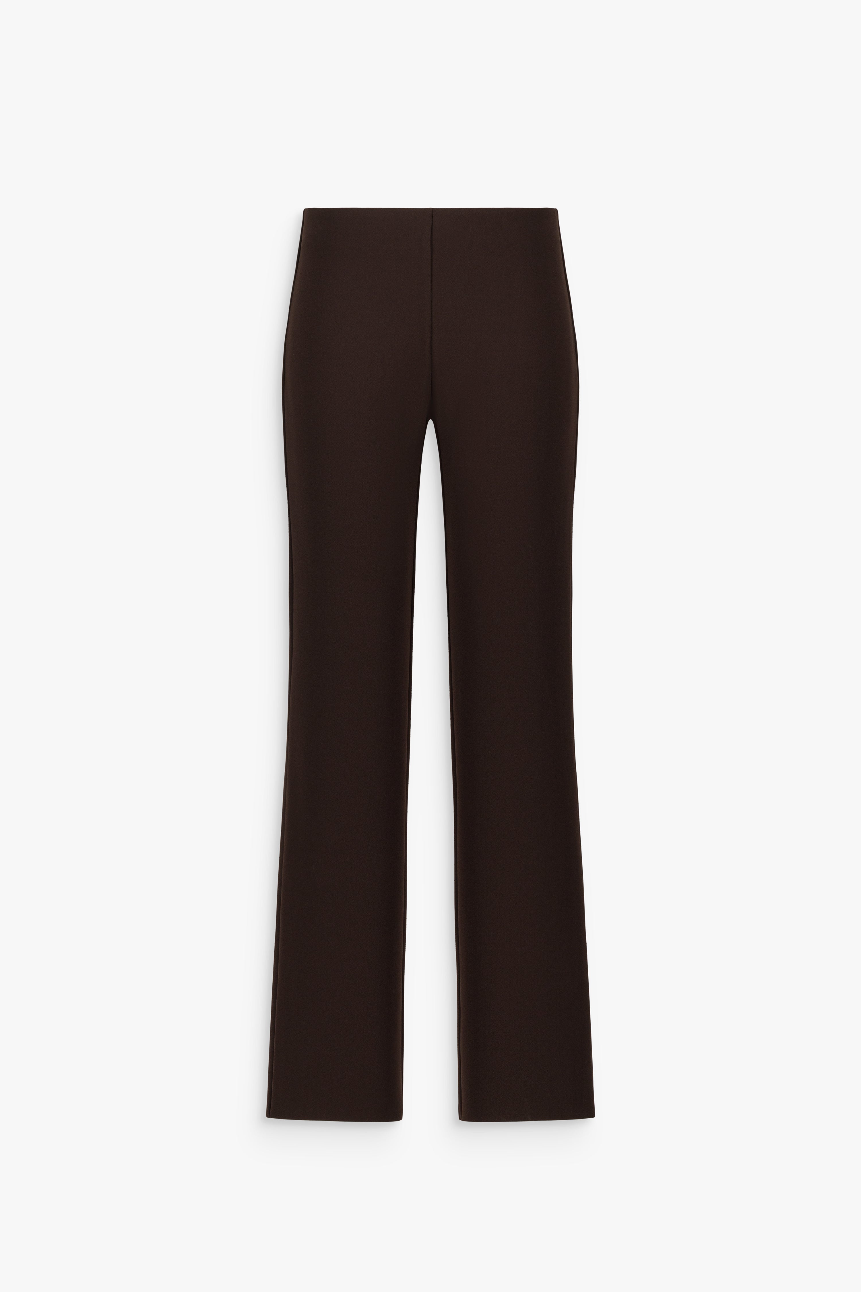 Pantalon droit fluide marron foncé à jambes longues