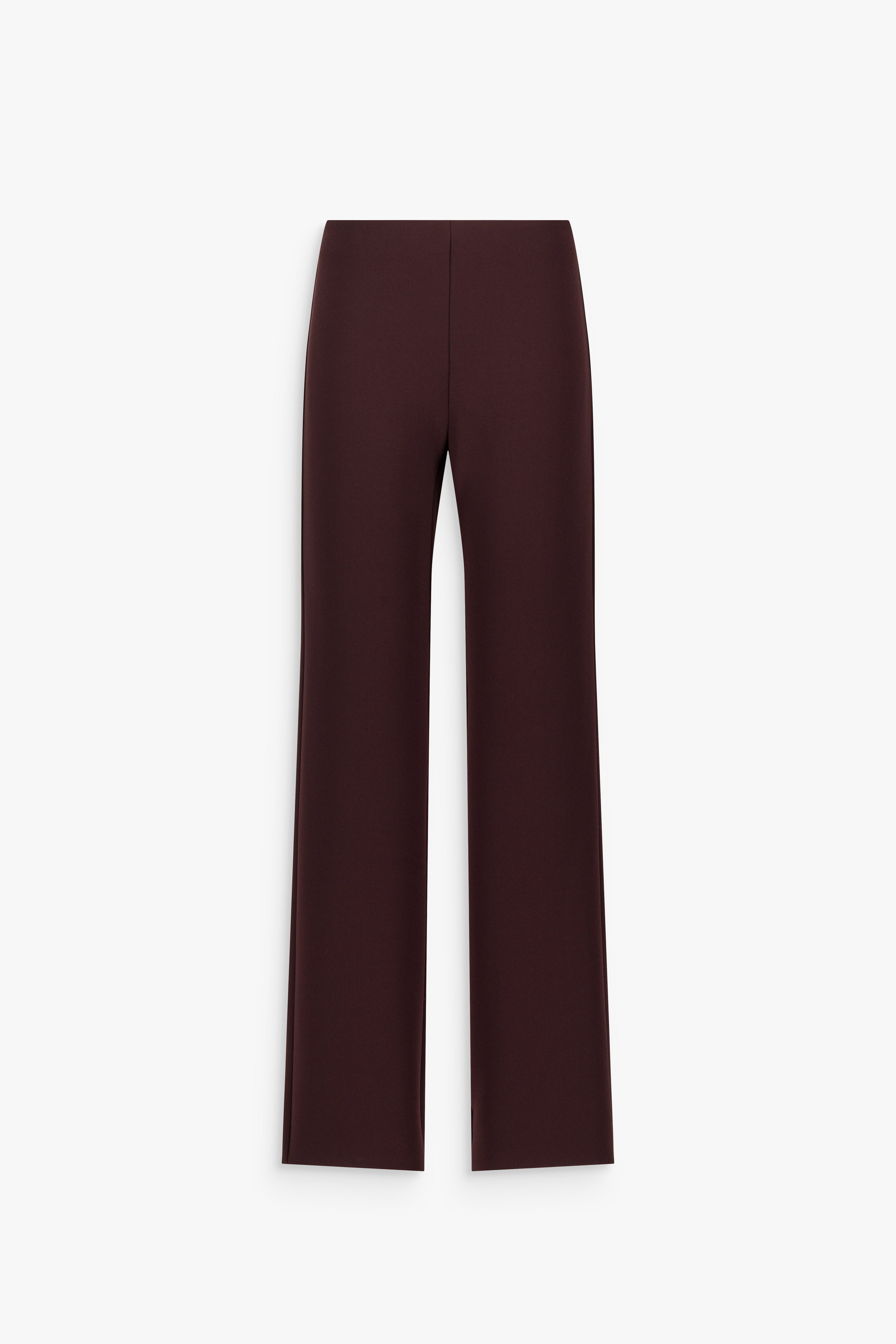 Pantalon droit fluide grenat à jambes longues