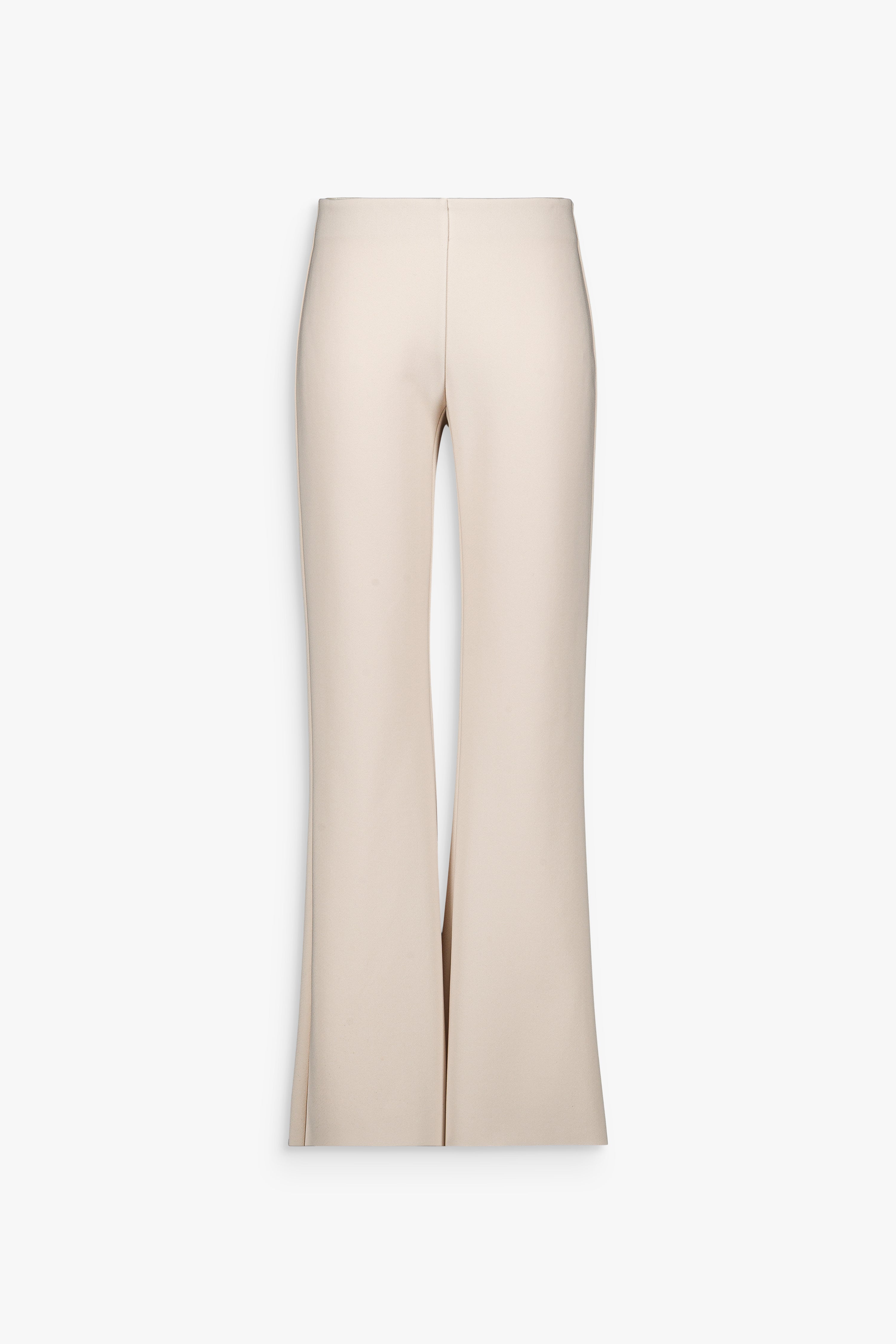 Pantalon évasé fluide coloris béton à taille haute et jambes longues