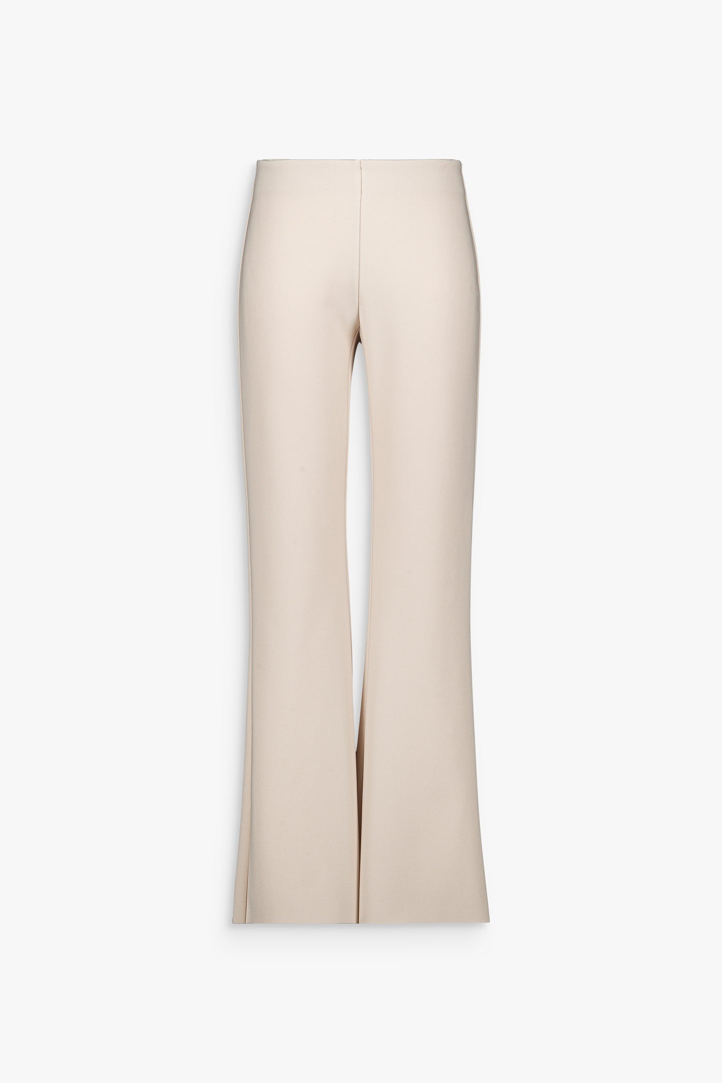 Pantalon évasé fluide coloris béton à taille haute et jambes longues