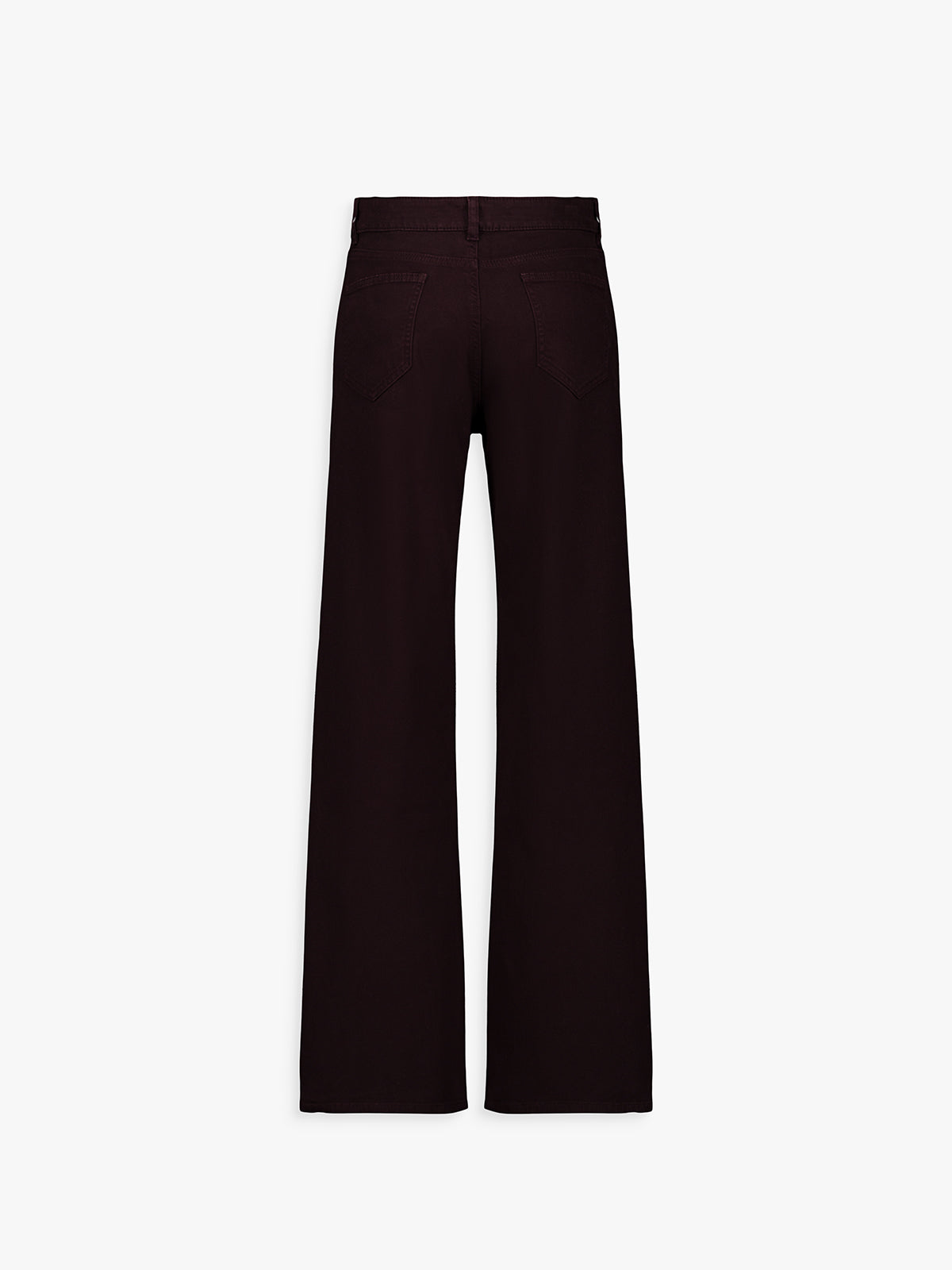 Dos du manteau noir, coupe droite et tombé structuré.