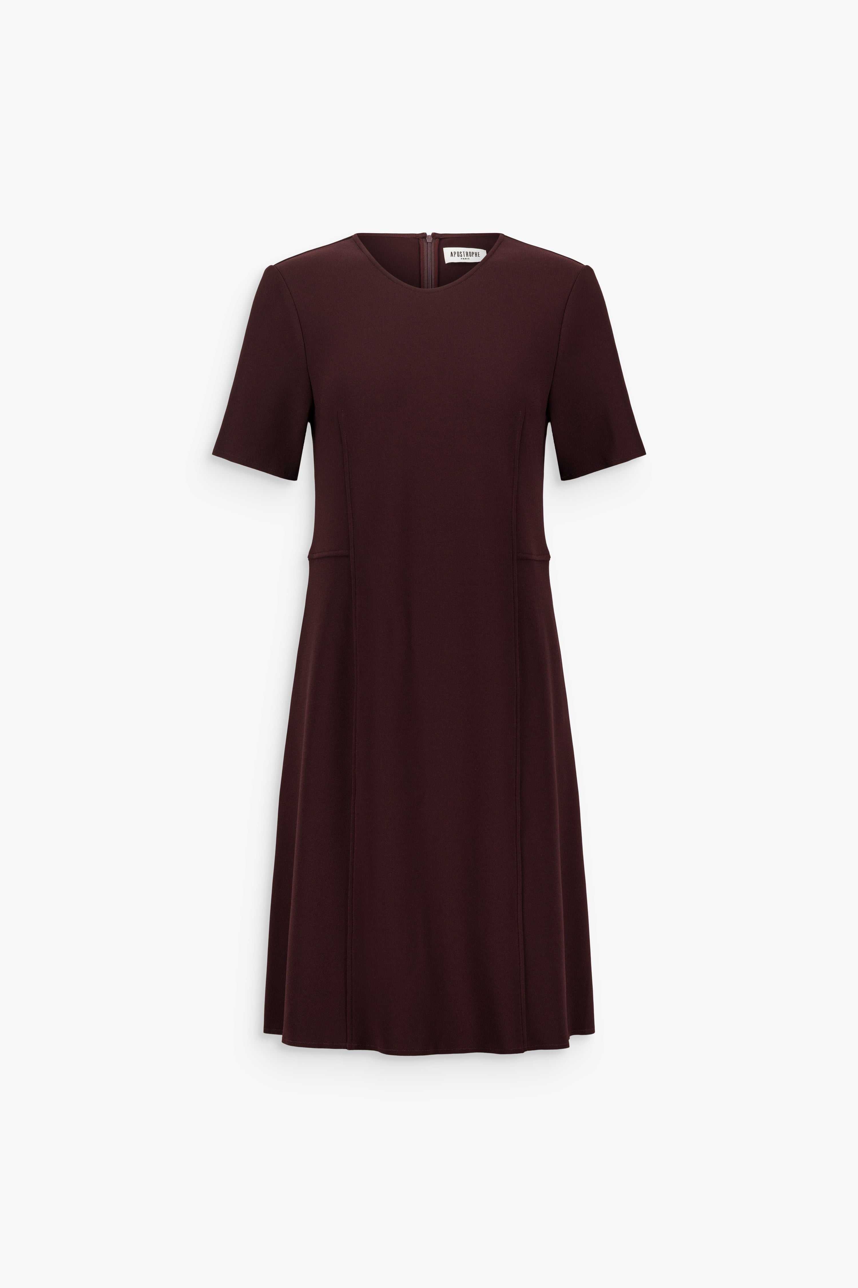 Robe midi droite à empiècements latéraux grenat