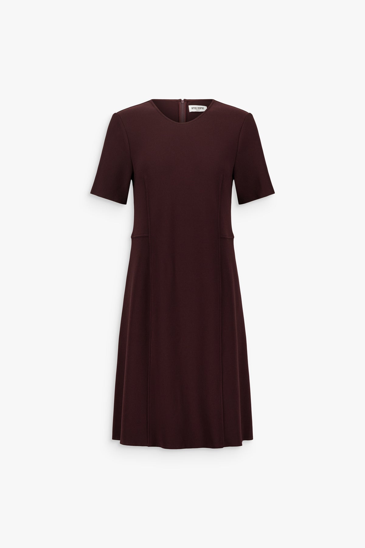 Robe midi droite à empiècements latéraux grenat