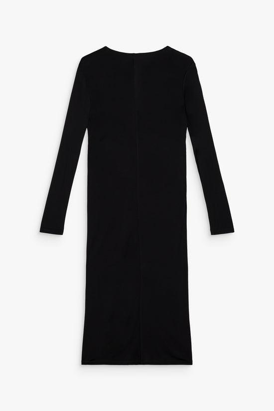 Robe en soie noire, élégante et chic, idéale pour soirées et événements.