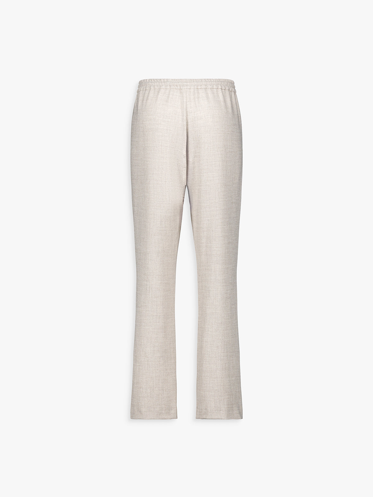 Dos du pantalon droit béton, coupe fluide et tombé naturel.