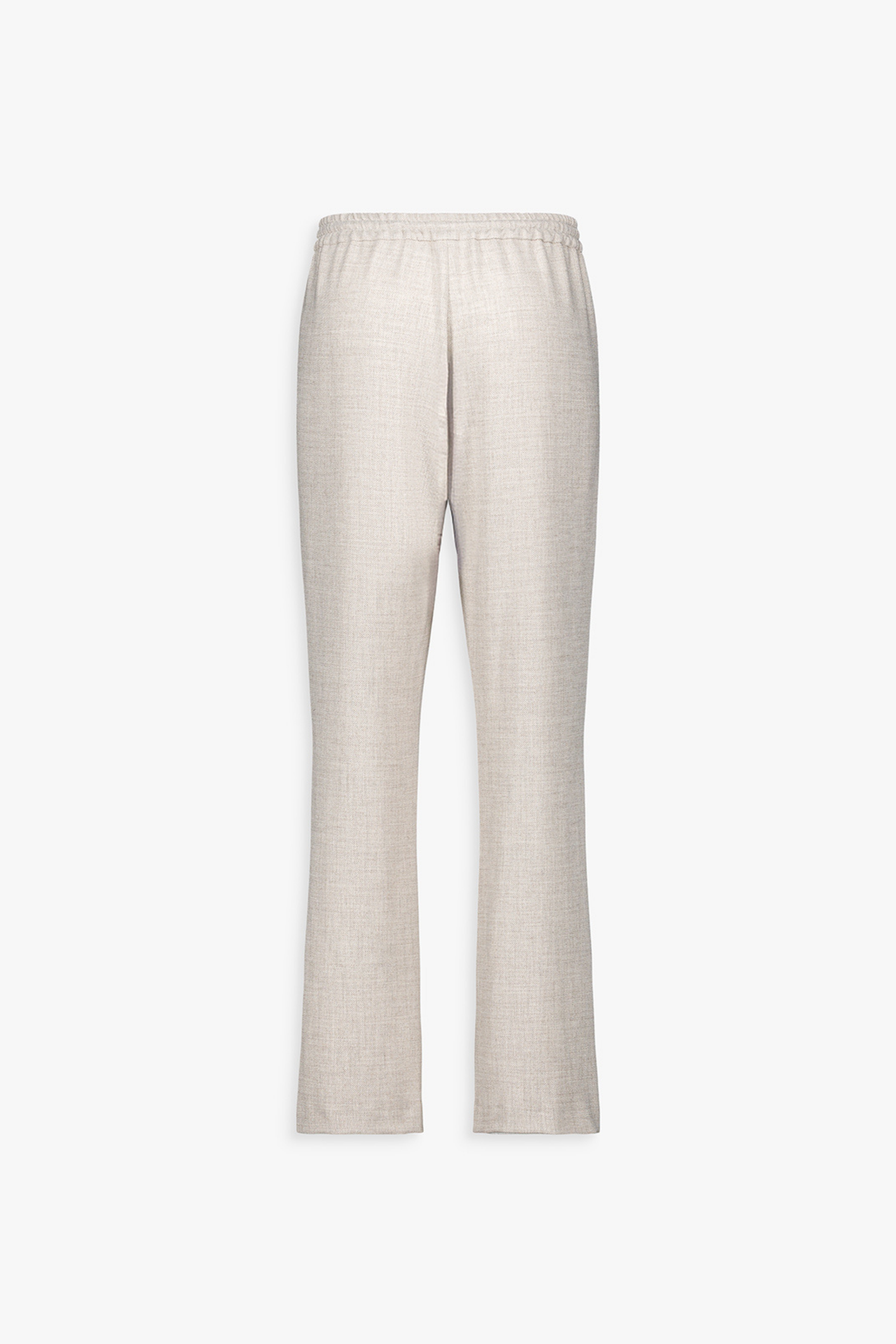 Dos du pantalon droit béton, coupe fluide et tombé naturel.