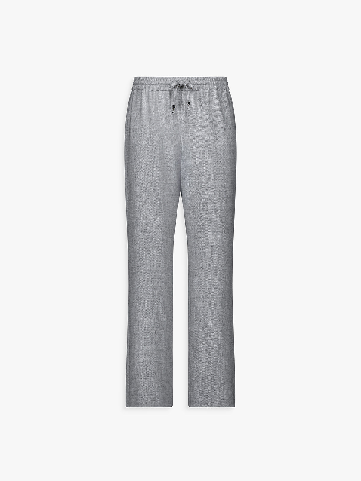 Pantalon droit gris moyen, coupe fluide et taille ajustable.