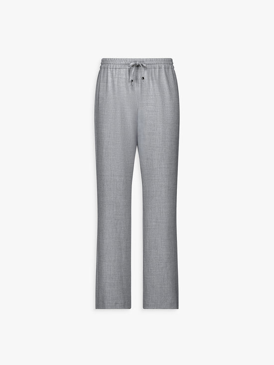 Pantalon droit gris moyen, coupe fluide et taille ajustable.