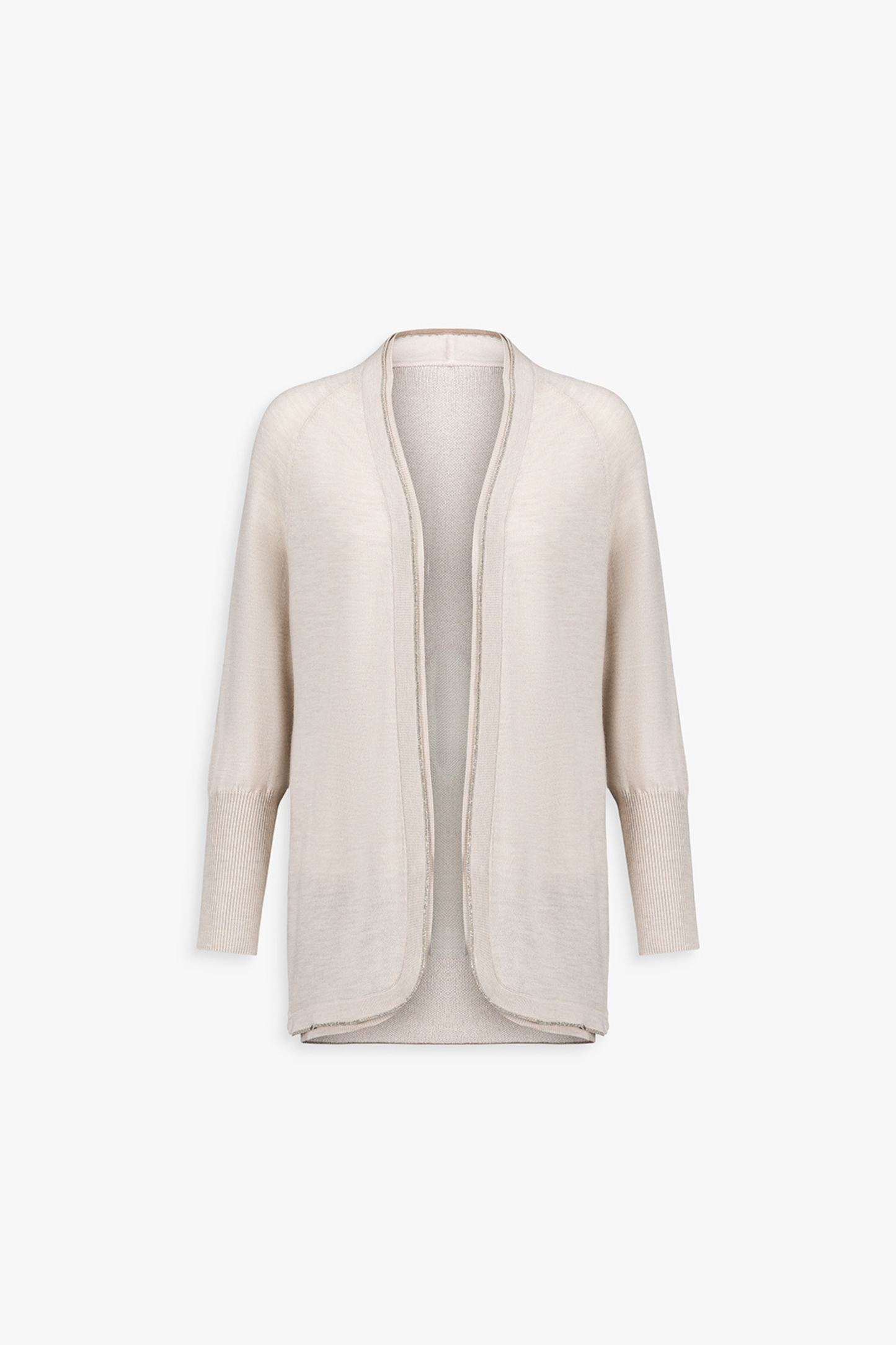 Gilet en laine beton sans boutons, coupe droite et maille fine.