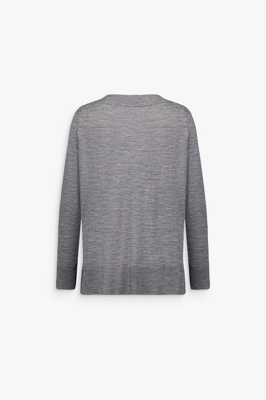 le pull chemise gris : maille douce, col en popeline et finitions côtelées structurées.