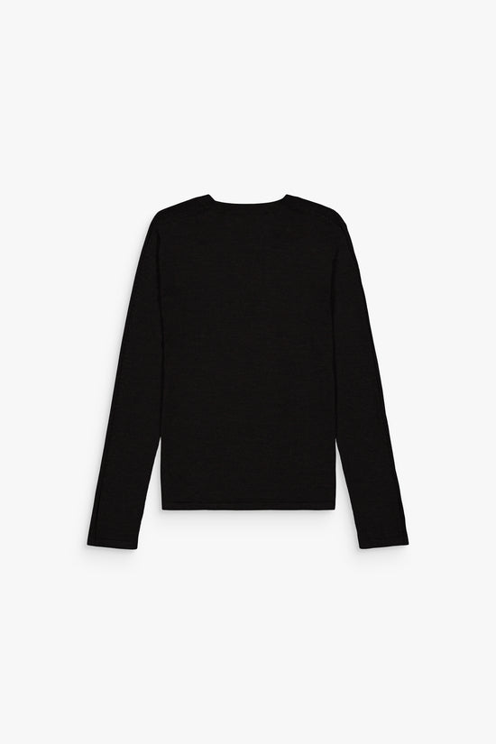 Pull femme ébène, col V, douceur naturelle et confort léger.