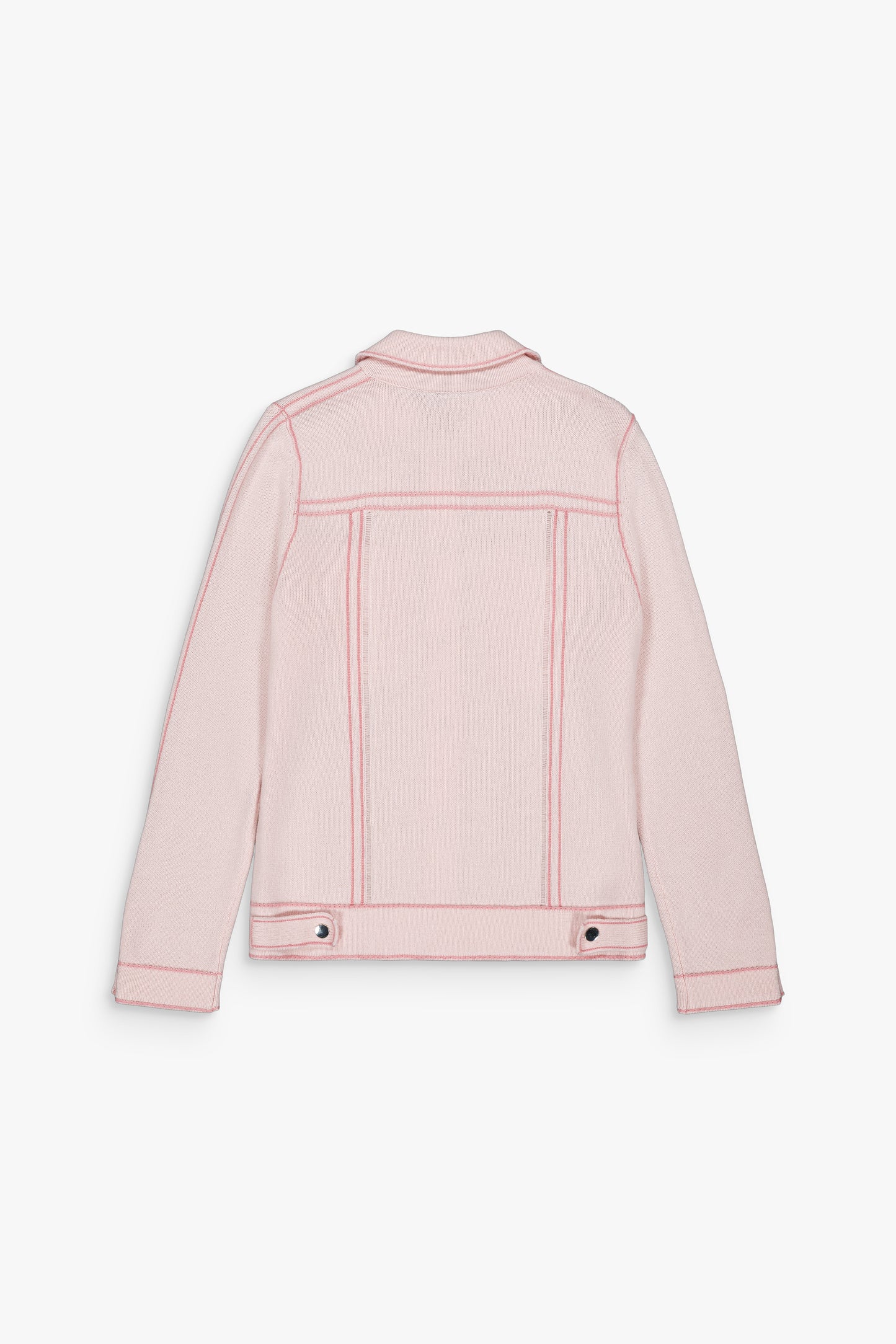 Veste rose pâle en cachemire, style lumineux et élégant.