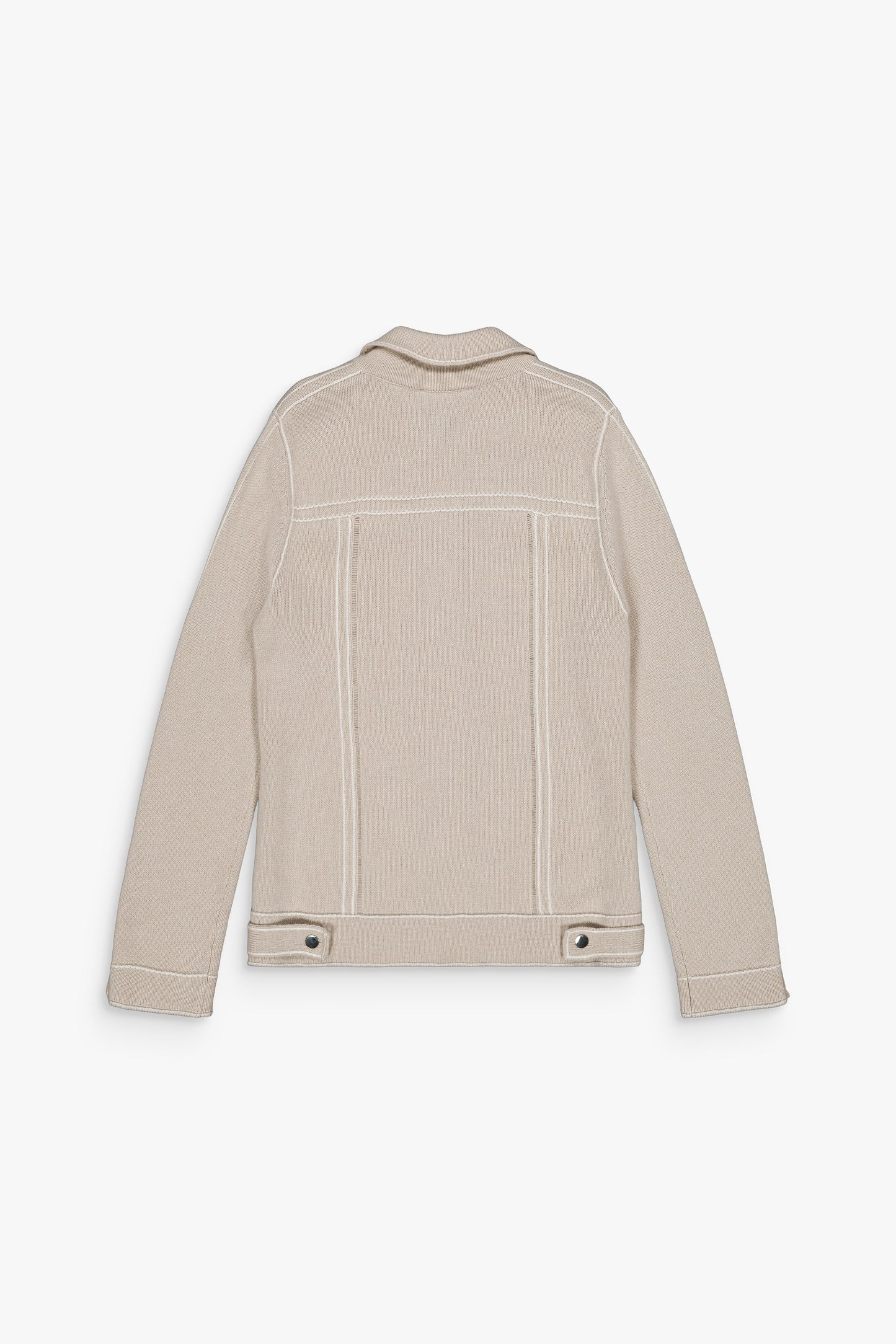 Veste droite effet denim, style discret mais affirmé.