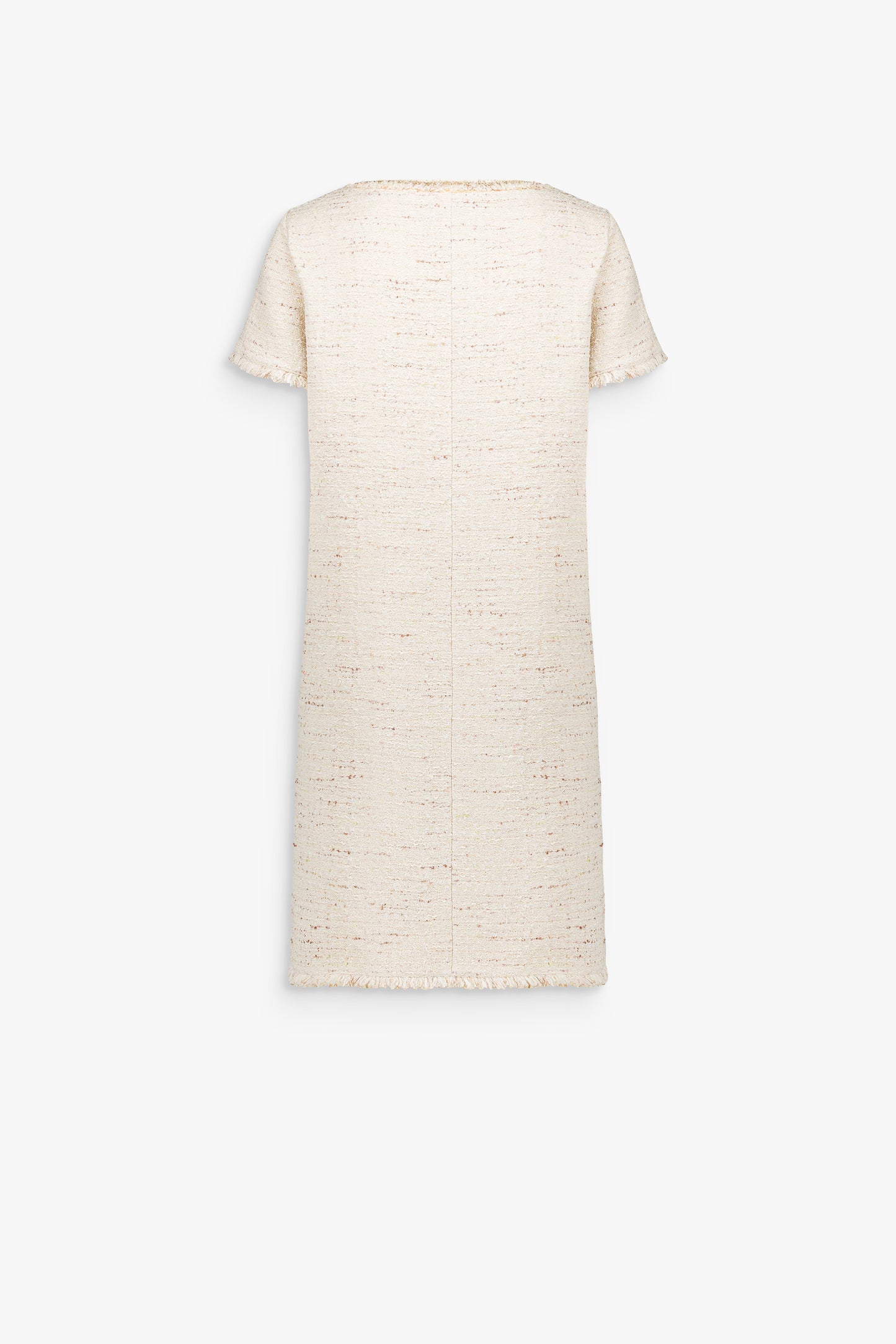Light yellow short-sleeved tweed shift dress